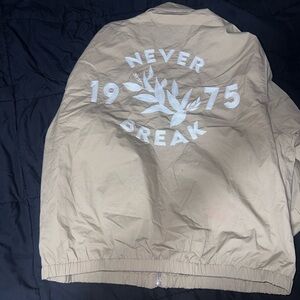 Zara Tan Lightweight Jacket with White Embroidery